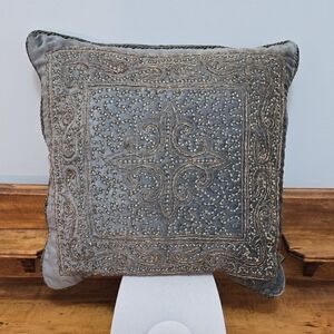 Borgota Beaded/Gold Metal Thread Decorative Throw Pillow